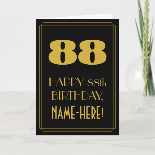88番目の誕生日-インスパイアアールデコルック"88" & Name カード (正面)