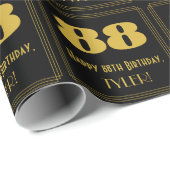 88番目の誕生日-インスパイアアールデコルック"88" & Name ラッピングペーパー (ロールコーナー)