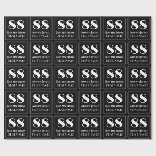 88番目の誕生日-インスパイアアールデコ検索"88",名前 ラッピングペーパー (フラット)