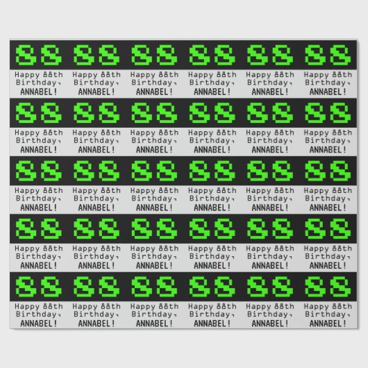 88番目の誕生日- Nerdy / オタク系のスタイル"88"と名前 ラッピングペーパー (フラット)