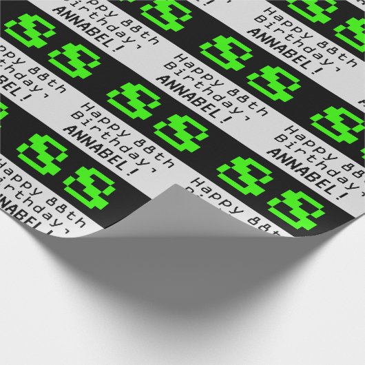 88番目の誕生日- Nerdy / オタク系のスタイル"88"と名前 ラッピングペーパー (角)