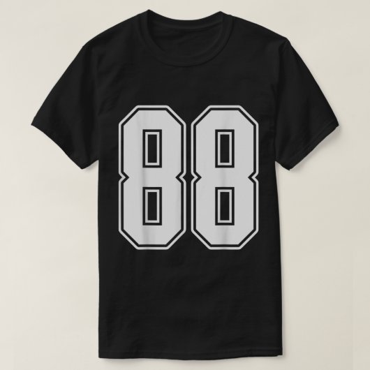 88白アウトライン番号88スポーツファンジャージースタイル Tシャツ (デザイン正面)