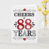 88誕生日応援の赤い白の黒のパターン カード (黄色い花)