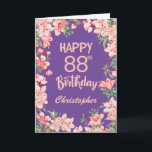 88誕生日紫桃色水彩フローラ カード<br><div class="desc">88誕生日紫桃色水彩フローラ誕生日カードさらにカスタマイズするには、「クリック カスタマイズ   」ボタンをクリックし、デザインツールを使用してこのテンプレートを変更してください。</div>