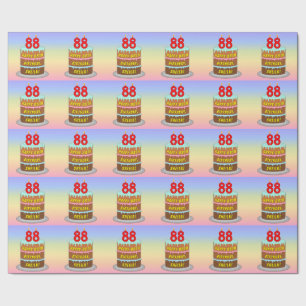 88誕生日:おもしろいケーキとキャンドル+名前をカスタムする ラッピングペーパー