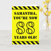 88誕生日:おもしろいステンシルスタイル文字、名前をカスタムする カード (黄色い花)