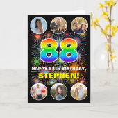 88誕生日:おもしろいレインボー#,名前をカスタムする&写真 カード (黄色い花)