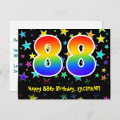 88誕生日:おもしろい星のパターン，レインボー88，名前 ポストカード (正面/裏面)
