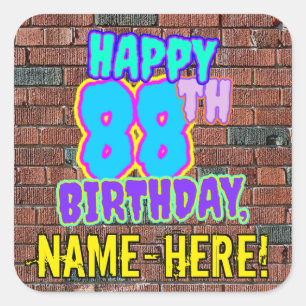 88誕生日-おもしろい、アーバングラフィティインスパイアルック スクエアシール
