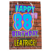 88誕生日:おもしろい、アーバングラフィティインスパイアルック ミディアムペーパーバッグ (正面)