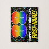 88誕生日:おもしろい、カラフル音楽シンボル、「88」 ジグソーパズル (縦)