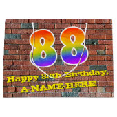 88誕生日:おもしろい、グラフィティインスパイアレインボーー# 88 ラージペーパーバッグ (正面)