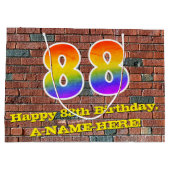 88誕生日:おもしろい、グラフィティインスパイアレインボーー# 88 ラージペーパーバッグ (裏面)