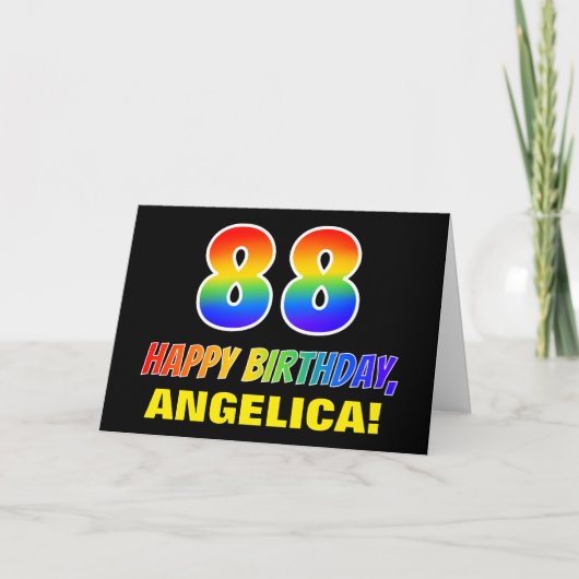 88誕生日:はっきりした,おもしろい,シンプル虹， 88 カード (正面)