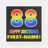 88誕生日:はっきりした,おもしろい,シンプル虹, 88 スタンダードランチョンナプキン (正面)