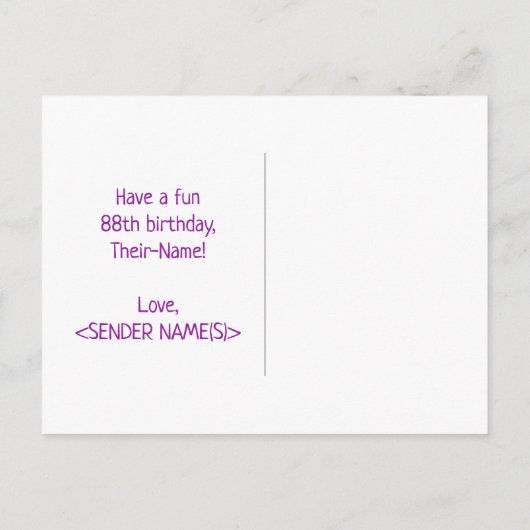 88誕生日:はっきりした,おもしろい,シンプル虹， 88 ポストカード (裏面)