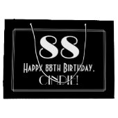 88誕生日:アールデコインスパイアスタイル「88」、名前 ラージペーパーバッグ (裏面)