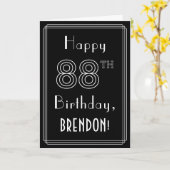 88誕生日:アールデコスタイル# 88および名前をカスタムする カード (黄色い花)