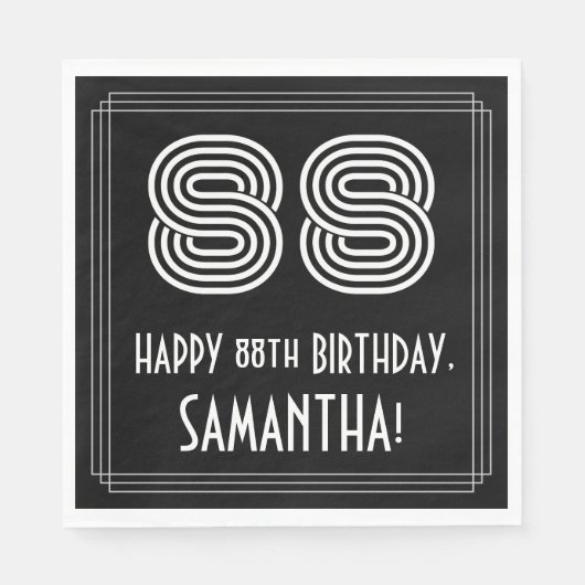 88誕生日:インスパイアアールデコ検索"88" +名前 スタンダードランチョンナプキン (正面)