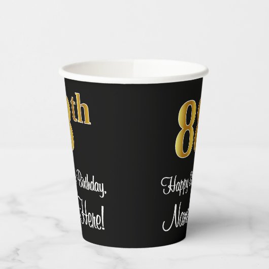 88誕生日-エレガント高級フェイク金ゴールドルック# 紙コップ (左)