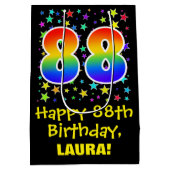 88誕生日:カラフルスターズパターン&レインボー88 ミディアムペーパーバッグ (裏面)