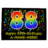88誕生日-カラフル音楽シンボル、虹88 ラージペーパーバッグ (裏面)