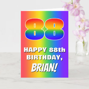 88誕生日: カラフル、おもしろいレインボーパターン# 88 カード