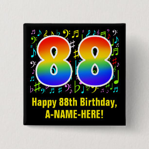 88誕生日:カラフルMusic Symbols, Rainbow 88 缶バッジ