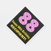 88誕生日:ピンクストライプ色のハートと"88" +名前 スタンダードランチョンナプキン (角)