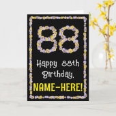 88誕生日:フローラ花数名前をカスタムする カード (黄色い花)