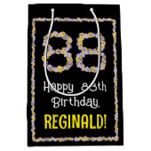 88誕生日:フローラ花数名前をカスタムする ミディアムペーパーバッグ (正面)