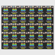 88誕生日：レインボー「88」、写真カスタムと名前