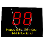 88誕生日：レッドデジタルクロックスタイル"88" +名前 ラージペーパーバッグ (裏面)