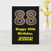 88誕生日:名前フェイク、木目パターン「88」 カード (黄色い花)