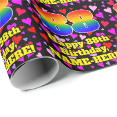 88誕生日：愛するハートパターン、虹# 88 ラッピングペーパー (ロールコーナー)