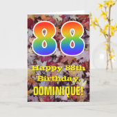 88誕生日、素朴紅葉、レインボー"88" カード (黄色い花)