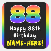 88誕生日: Rainbow Spectrum # 88,名前をカスタムする スクエアシール (正面)