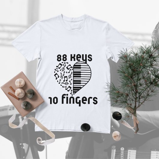 「88鍵10指」ピアノシャツ – ミュージシャン&ピアン Tシャツ