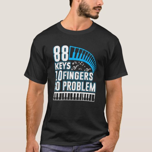 88鍵10指No Problem Backprintキーボード Tシャツ (正面)