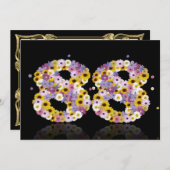 88thバースデーパーティー、花の文字 招待状 (正面/裏面)