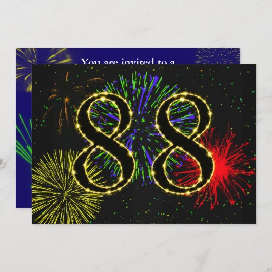88th誕生日パーティー招待日 招待状 (正面/裏面)