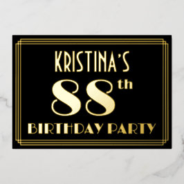 88th誕生日パーティー：アールデコを見る"88"，名前と 箔招待状