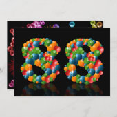 88th誕生日パーティー、泡とボール 招待状 (正面/裏面)