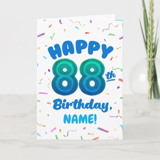 88th Balloon Number Custom Name Birthday Card カード (正面)