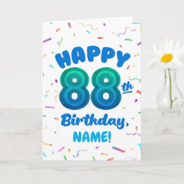 88th Balloon Number Custom Name Birthday Card カード
