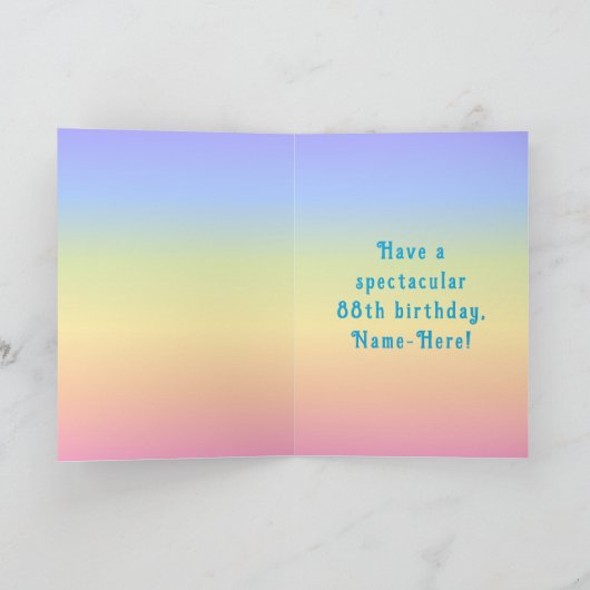 88th Birthday — Fun Cake & Candles, w/ Custom Name カード (内部)