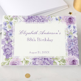 88th Birthday Guest Book Elegant Purple Floral ゲストブック