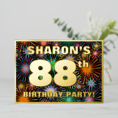 88th Birthday Party —おもしろい、カラフルFireworks Look 箔招待状 (立ち正面)