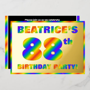 88th Birthday Party —おもしろい、レインボースペクトル「88」 箔招待状