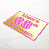 88th Birthday Party — はっきりした、おもしろい、ピンクストライプ色88 箔招待状 (回転した状態)